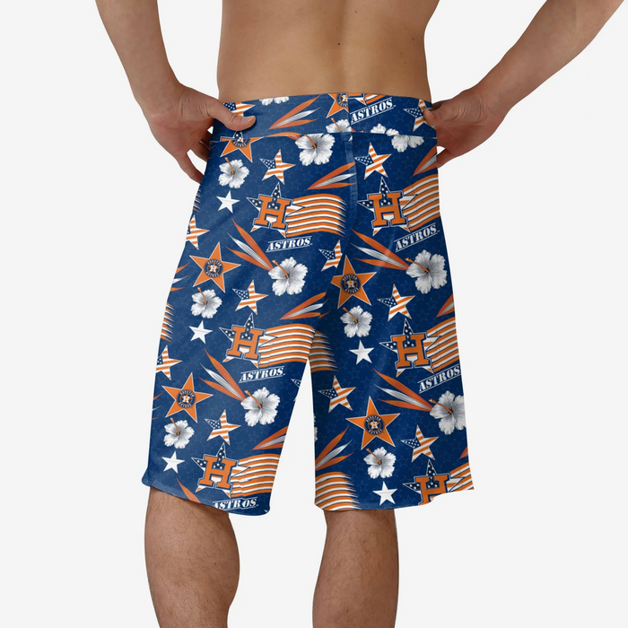 FOCO MLB Baseball Americana 8 inch Men's Boardshorts, Houston Astros, Team Colors