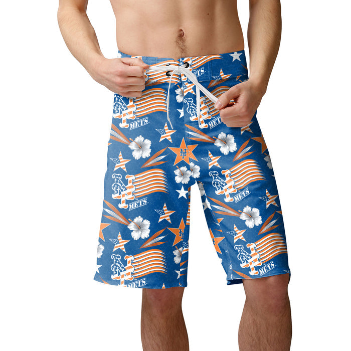 FOCO MLB Baseball Americana 8 inch Men's Boardshorts, New York Mets, Team Colors