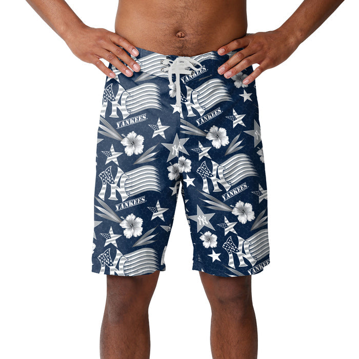 FOCO MLB Baseball Americana 8 inch Men's Boardshorts, New York Yankees, Team Colors