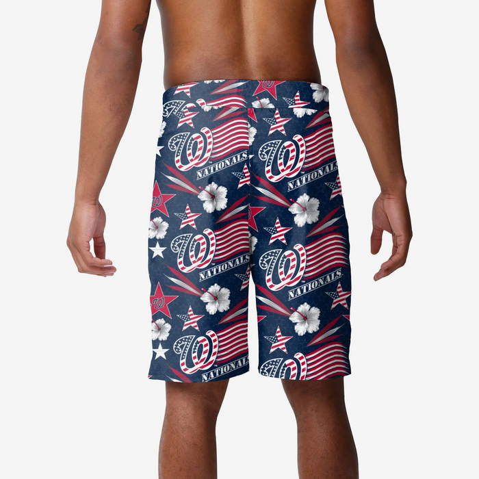 FOCO MLB Baseball Americana 8 inch Men's Boardshorts, Washington Nationals, Team Colors