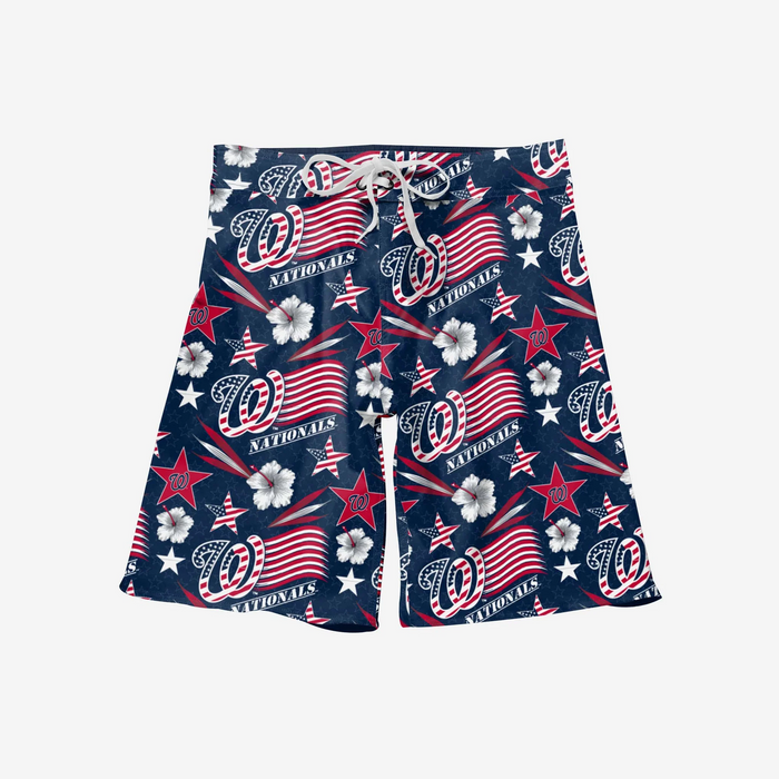 FOCO MLB Baseball Americana 8 inch Men's Boardshorts, Washington Nationals, Team Colors