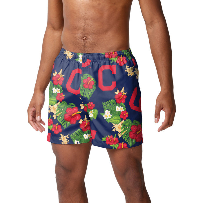 FOCO MLB Cleveland Guardians Floral Swimming Trunks - Mens