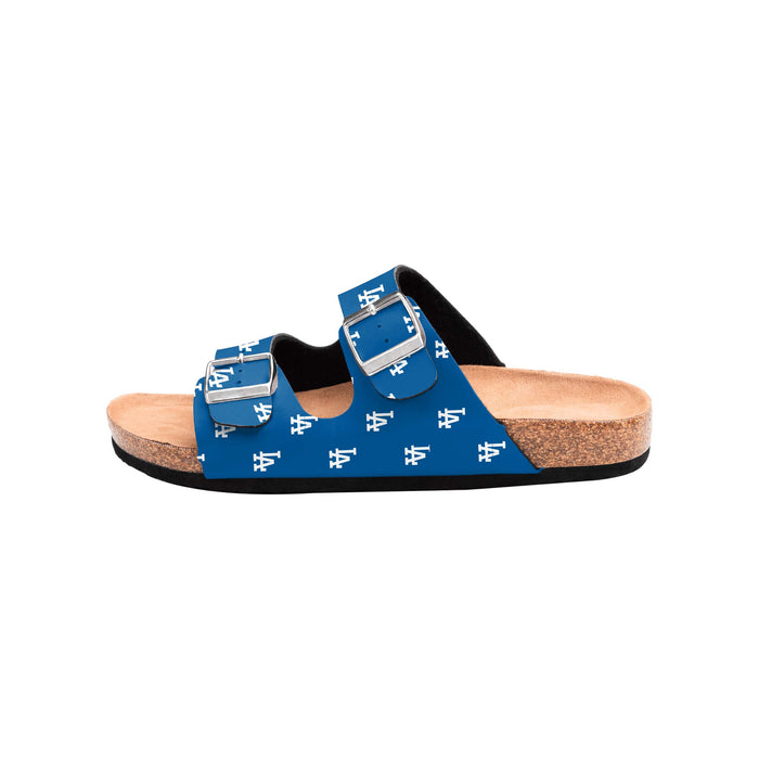 FOCO MLB Mini Print Women's Comfortable Double Buckle Sandals, Los Angeles Dodgers