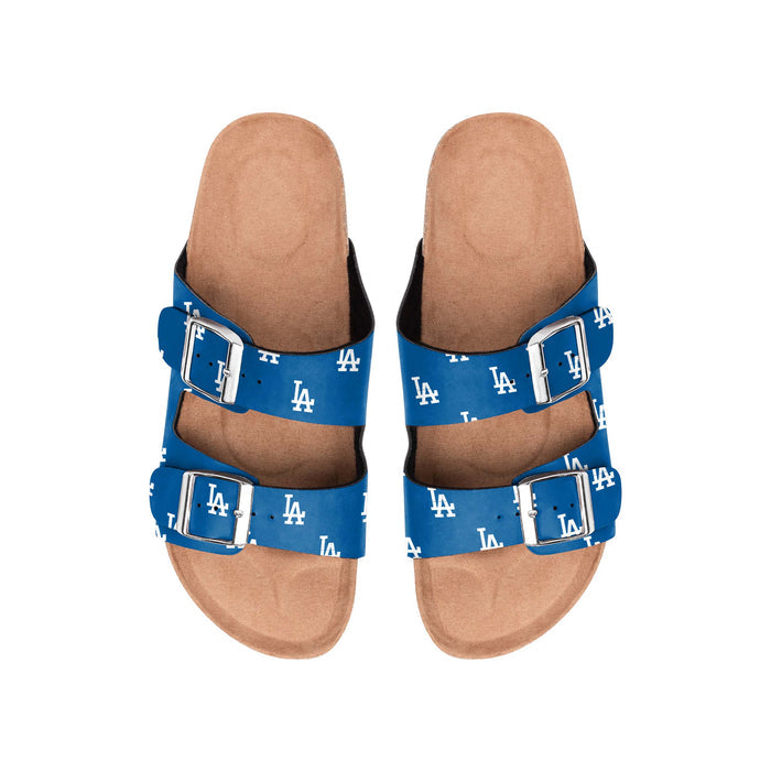 FOCO MLB Mini Print Women's Comfortable Double Buckle Sandals, Los Angeles Dodgers
