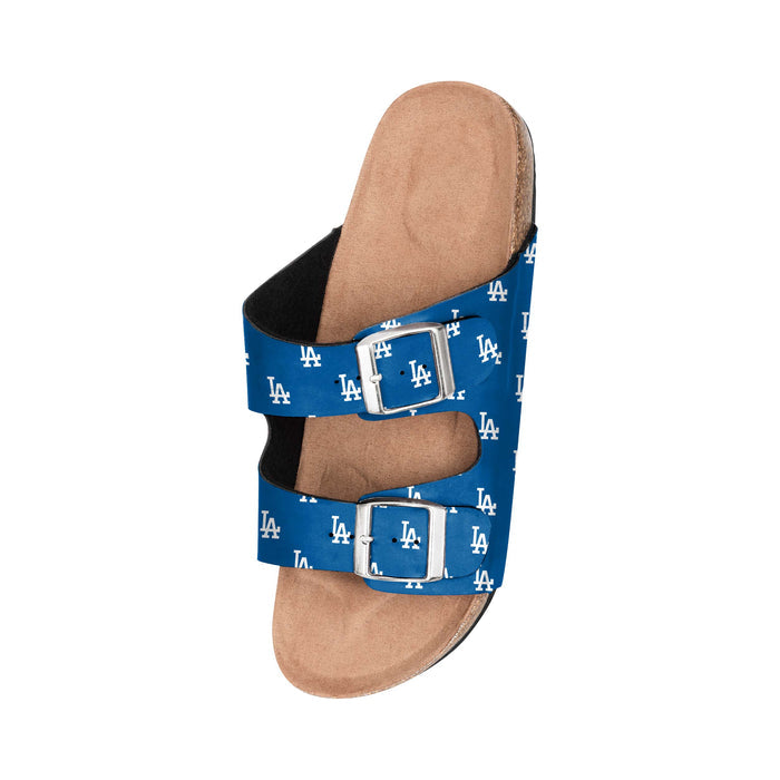FOCO MLB Mini Print Women's Comfortable Double Buckle Sandals, Los Angeles Dodgers