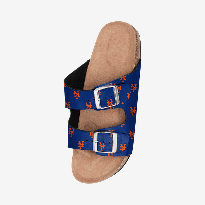 FOCO MLB Mini Print Women's Comfortable Double Buckle Sandals, New York Mets