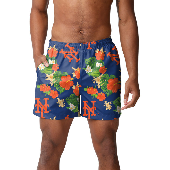 FOCO MLB New York Mets Floral Swimming Trunks - Mens