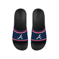 FOCO MLB Printed Team Logo and Color Stripes Comfortable Slide Sandals, Atlanta Braves