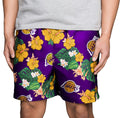 FOCO NBA Los Angeles Lakers Mens Team Logo Floral Hawaiian Swim Suit Trunks, Team Color