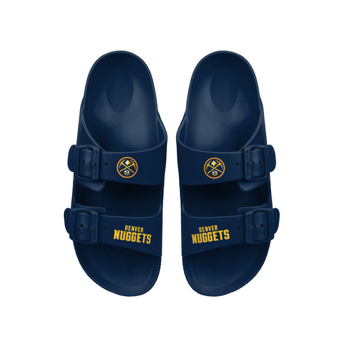 FOCO NBA Team Logo Double Buckle Comfortable Slip-On Women's Sandals, Denver Nuggets