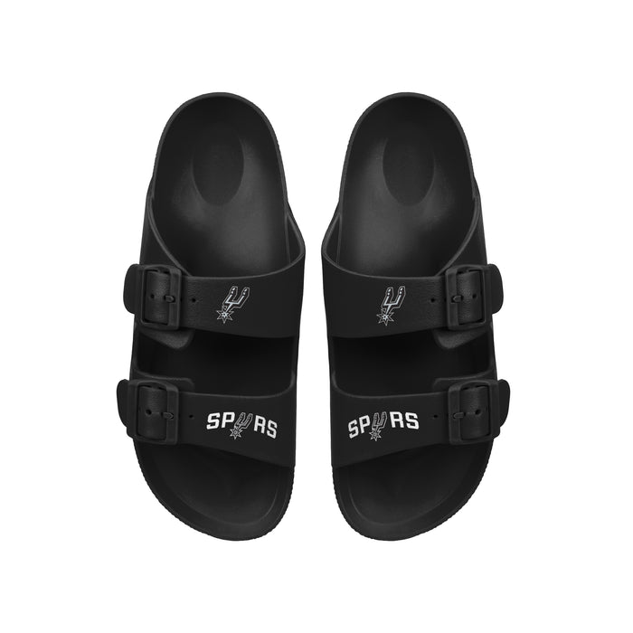 FOCO NBA Team Logo Double Buckle Comfortable Slip-On Women's Sandals, San Antonio Spurs