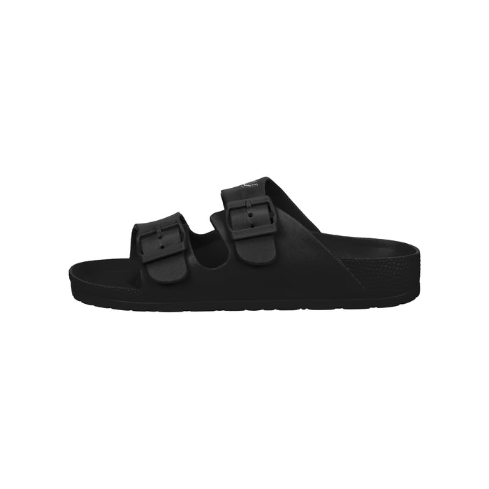 FOCO NBA Team Logo Double Buckle Comfortable Slip-On Women's Sandals, San Antonio Spurs