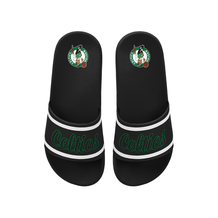 FOCO NBA Team Wordmark Molded Comfortable Women's Slide Sandals, Boston Celtics