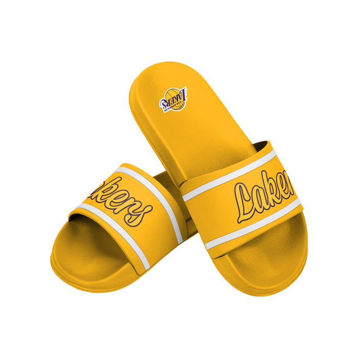 FOCO NBA Team Wordmark Molded Comfortable Women's Slide Sandals, Los Angeles Lakers