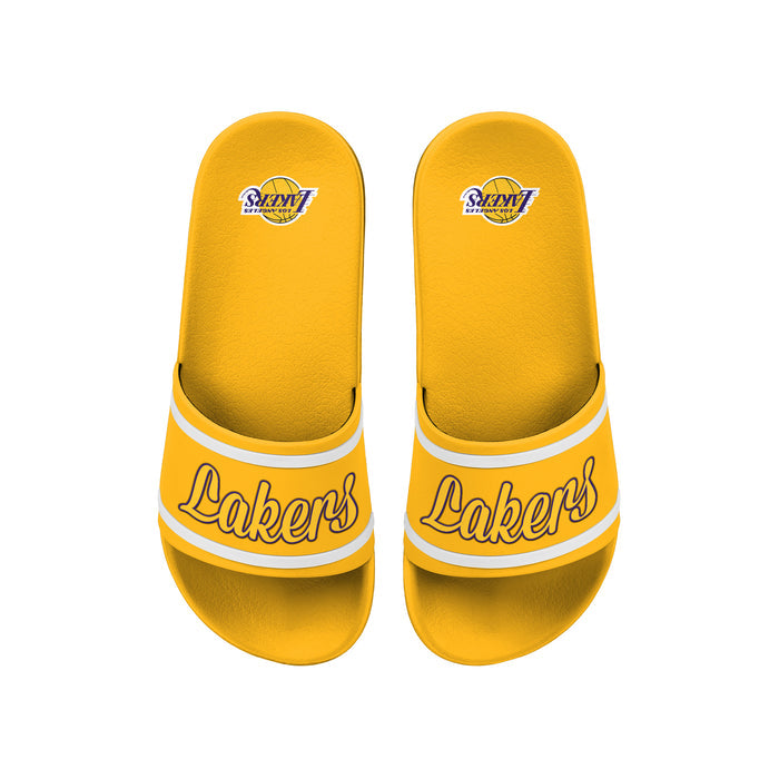 FOCO NBA Team Wordmark Molded Comfortable Women's Slide Sandals, Los Angeles Lakers