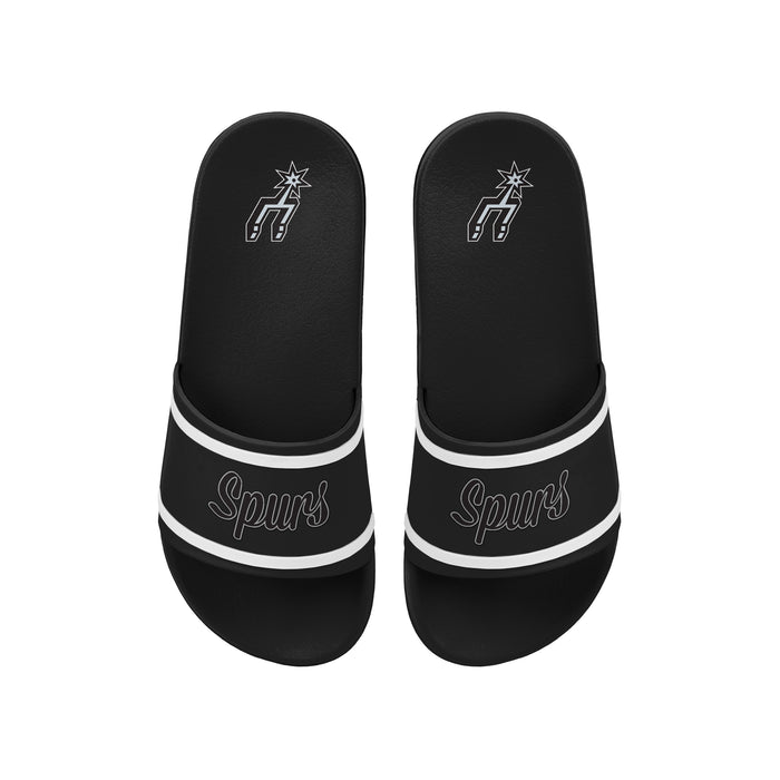 FOCO NBA Team Wordmark Molded Comfortable Women's Slide Sandals, San Antonio Spurs