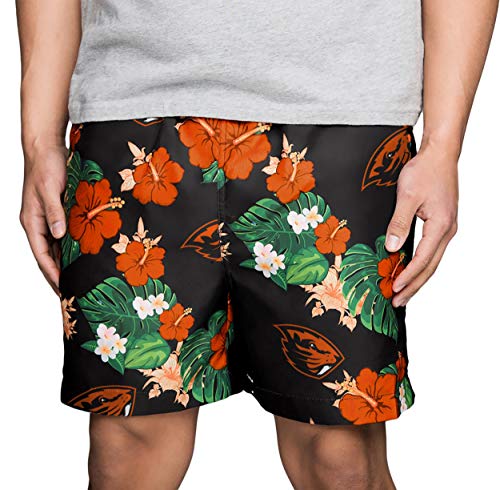 FOCO NCAA Oregon State Beavers Mens Team Logo Floral Hawaiian Swim Trunks, Team Color