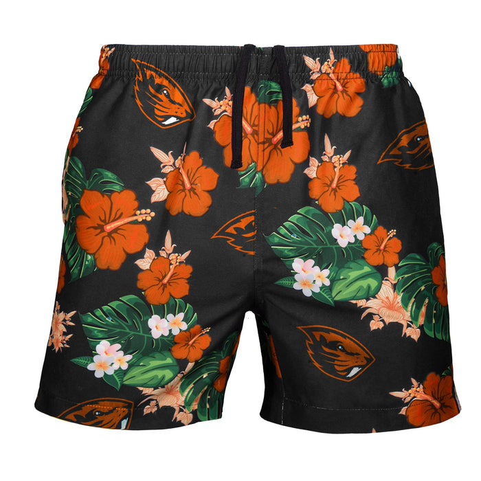 FOCO NCAA Oregon State Beavers Mens Team Logo Floral Hawaiian Swim Trunks, Team Color