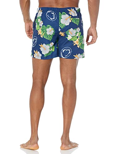 FOCO NCAA Penn State Nittany Lions Mens Team Logo Floral Hawaiian Swim Trunks, Team Color
