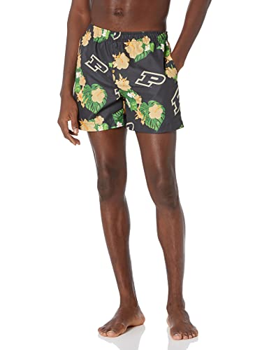 FOCO NCAA Purdue Boilermakers Mens Team Logo Floral Hawaiian Swim Trunks, Team Color