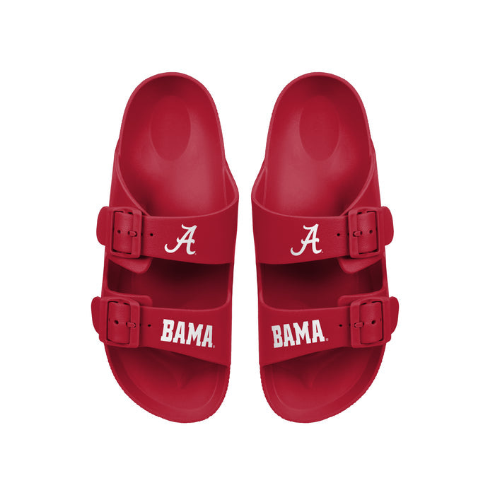 FOCO NCAA Team Logo Double Buckle Comfortable Slip-On Women's Sandals, Alabama Crimson Tide