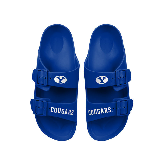 FOCO NCAA Team Logo Double Buckle Comfortable Slip-On Women's Sandals, BYU Cougars