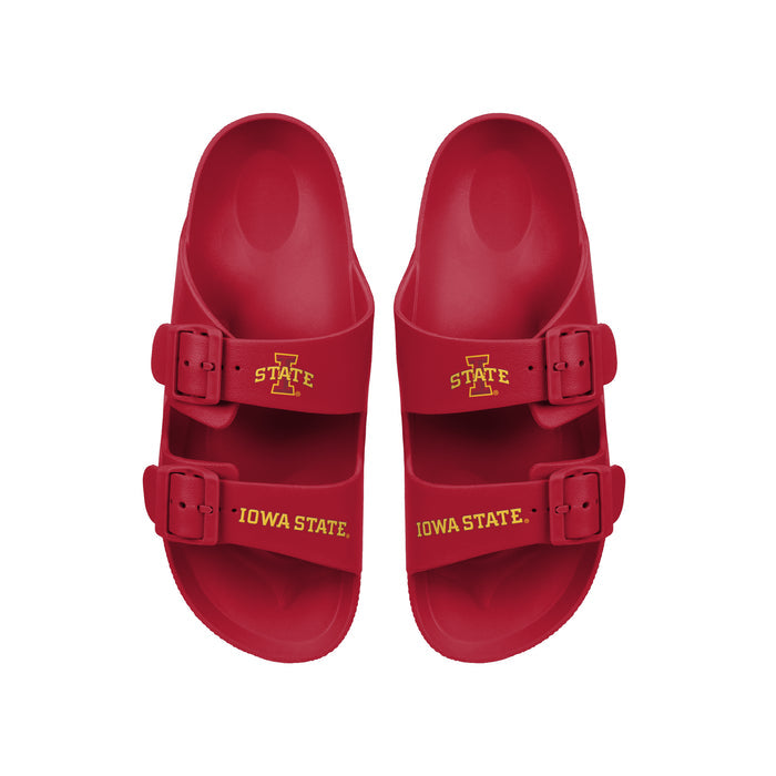 FOCO NCAA Team Logo Double Buckle Comfortable Slip-On Women's Sandals, Iowa State Cyclones