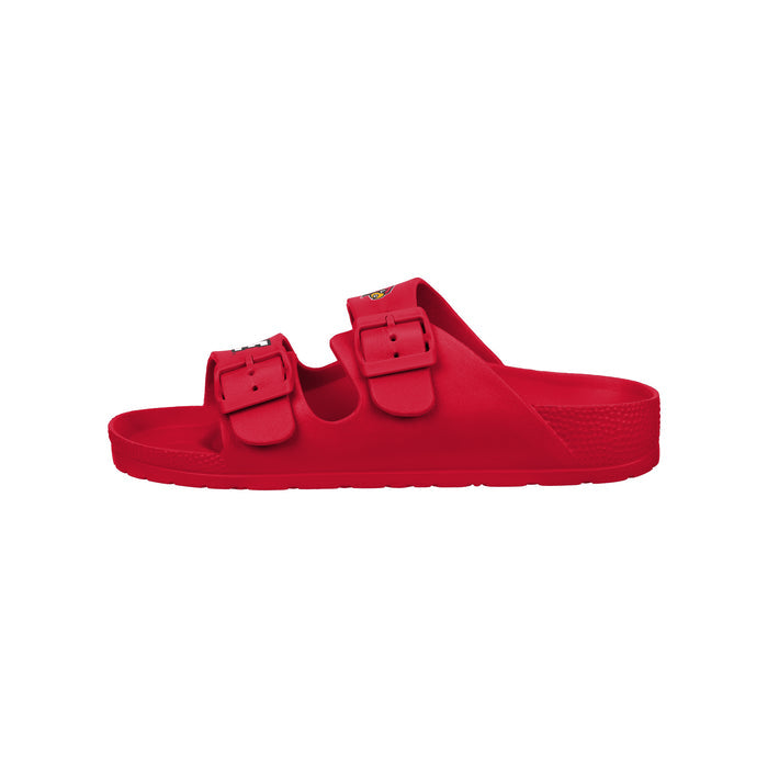 FOCO NCAA Team Logo Double Buckle Comfortable Slip-On Women's Sandals, Louisville Cardinals