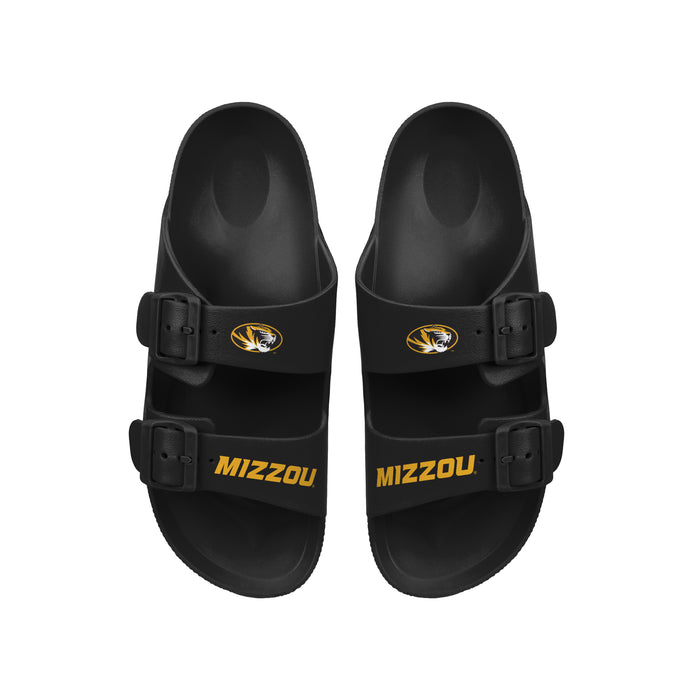 FOCO NCAA Team Logo Double Buckle Comfortable Slip-On Women's Sandals, Missouri Tigers