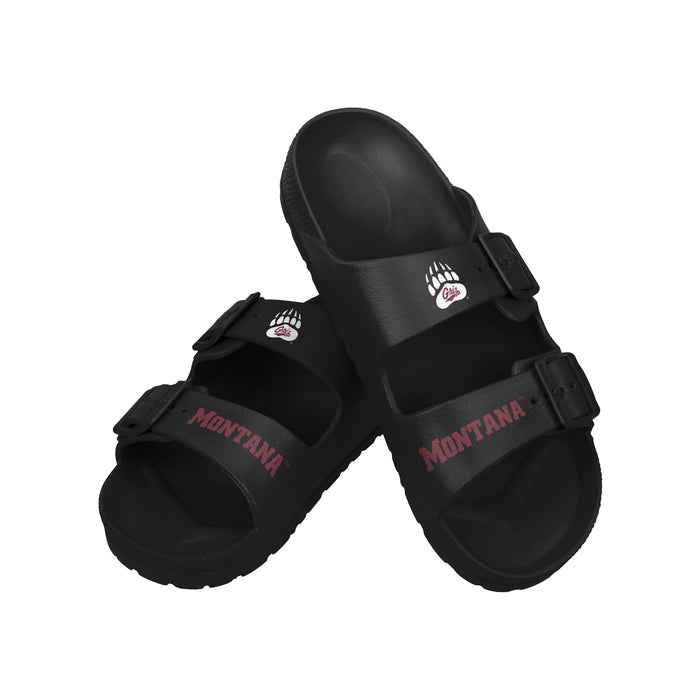 FOCO NCAA Team Logo Double Buckle Comfortable Slip-On Women's Sandals, Montana Grizzlies
