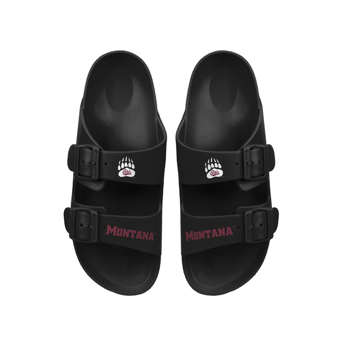 FOCO NCAA Team Logo Double Buckle Comfortable Slip-On Women's Sandals, Montana Grizzlies