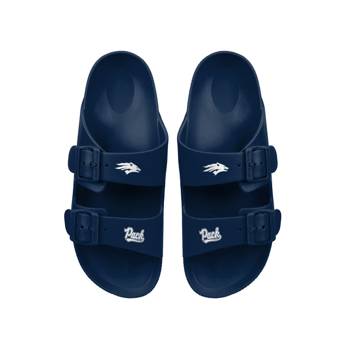 FOCO NCAA Team Logo Double Buckle Comfortable Slip-On Women's Sandals, Nevada Wolf Pack