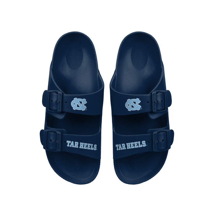 FOCO NCAA Team Logo Double Buckle Comfortable Slip-On Women's Sandals, North Carolina Tar Heels