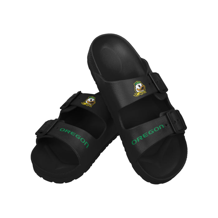FOCO NCAA Team Logo Double Buckle Comfortable Slip-On Women's Sandals, Oregon Ducks