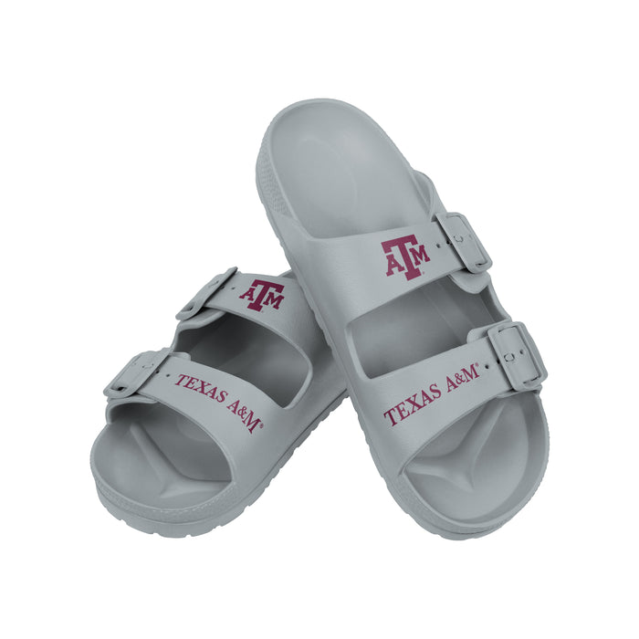 FOCO NCAA Team Logo Double Buckle Comfortable Slip-On Women's Sandals, Texas A&M Aggies