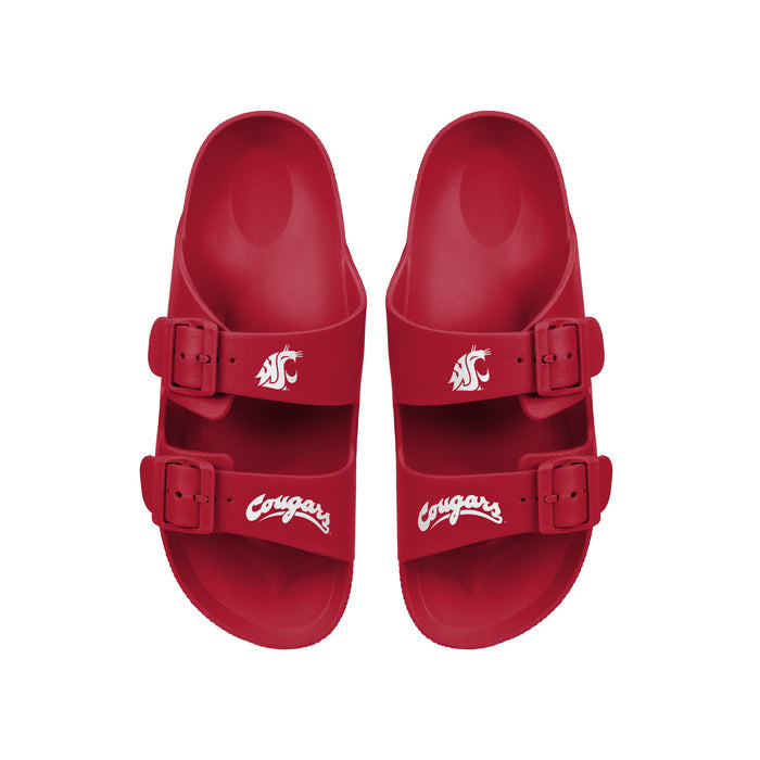 FOCO NCAA Team Logo Double Buckle Comfortable Slip-On Women's Sandals, Washington State Cougars