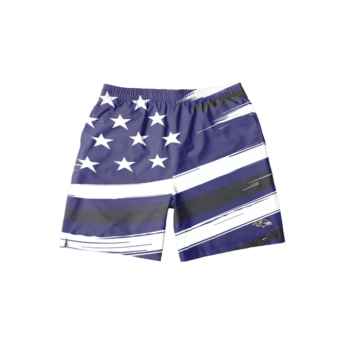 FOCO NFL Baltimore Ravens Americana Traditional Swim Trunks - Mens