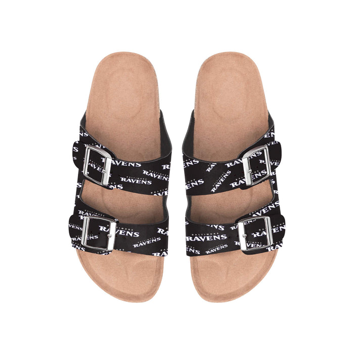 FOCO NFL Baltimore Ravens SMU Womens Mini Print Double Buckle Sandal