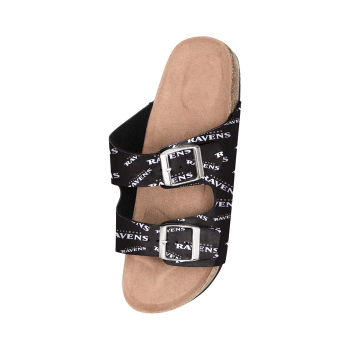 FOCO NFL Baltimore Ravens SMU Womens Mini Print Double Buckle Sandal