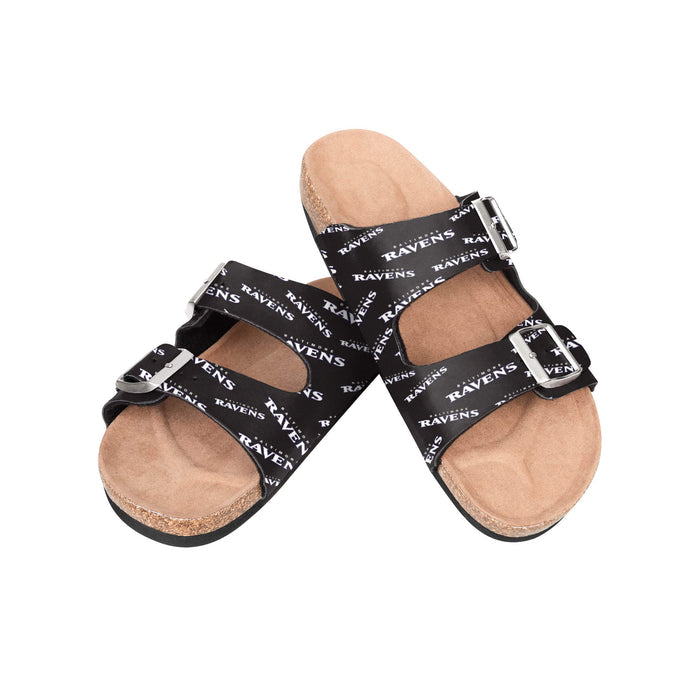 FOCO NFL Baltimore Ravens SMU Womens Mini Print Double Buckle Sandal