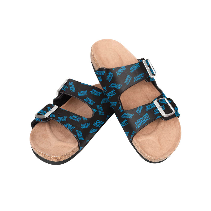 FOCO NFL Carolina Panthers SMU Womens Mini Print Double Buckle Sandal