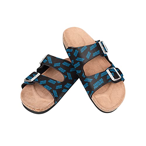 FOCO NFL Carolina Panthers SMU Womens Mini Print Double Buckle Sandal