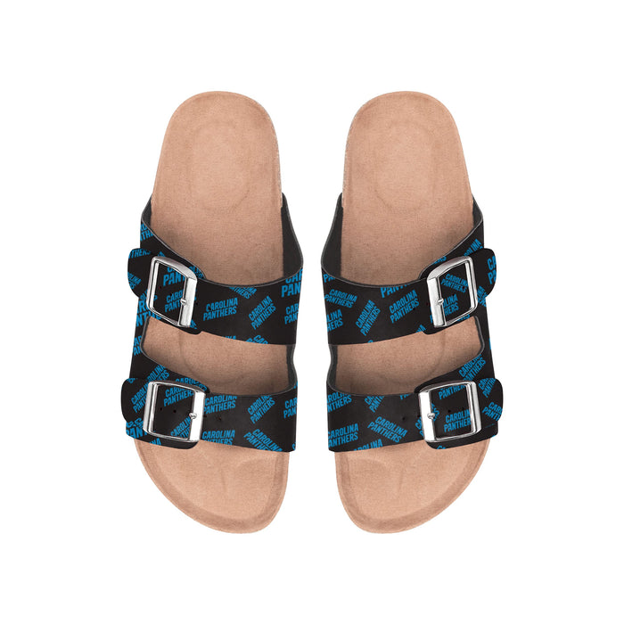FOCO NFL Carolina Panthers SMU Womens Mini Print Double Buckle Sandal