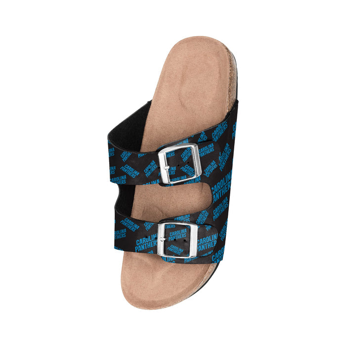 FOCO NFL Carolina Panthers SMU Womens Mini Print Double Buckle Sandal