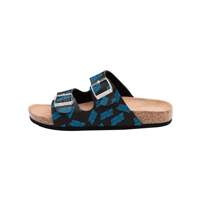 FOCO NFL Carolina Panthers SMU Womens Mini Print Double Buckle Sandal