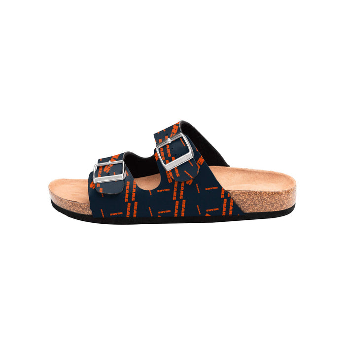 FOCO NFL Chicago Bears Women's Mini Print Wordmark Adjustable Double Buckle Straps Sandals, Team Color