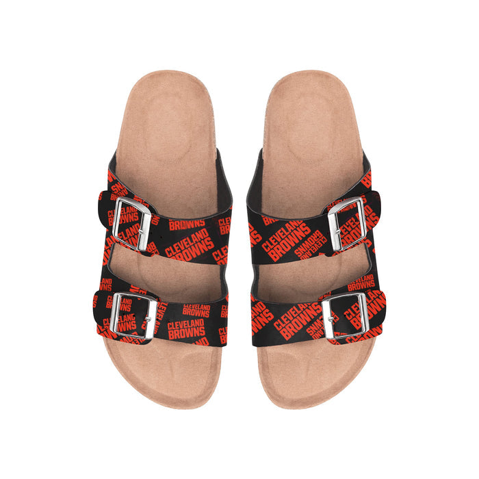 FOCO NFL Cleveland Browns SMU Womens Mini Print Double Buckle Sandal