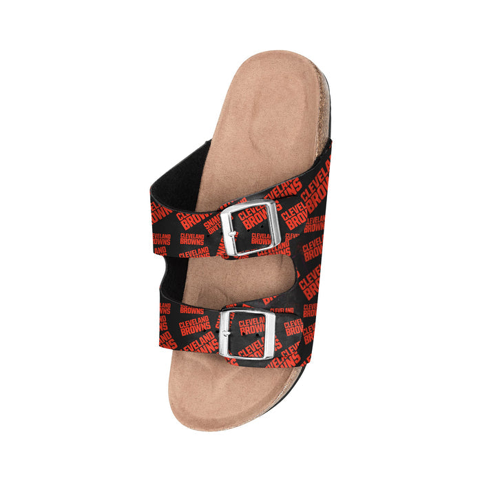 FOCO NFL Cleveland Browns SMU Womens Mini Print Double Buckle Sandal