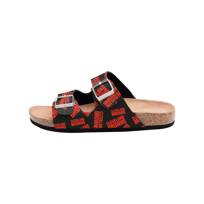 FOCO NFL Cleveland Browns SMU Womens Mini Print Double Buckle Sandal