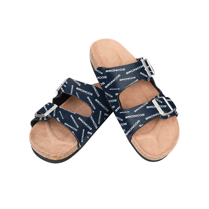 FOCO NFL Denver Broncos SMU Womens Mini Print Double Buckle Sandal